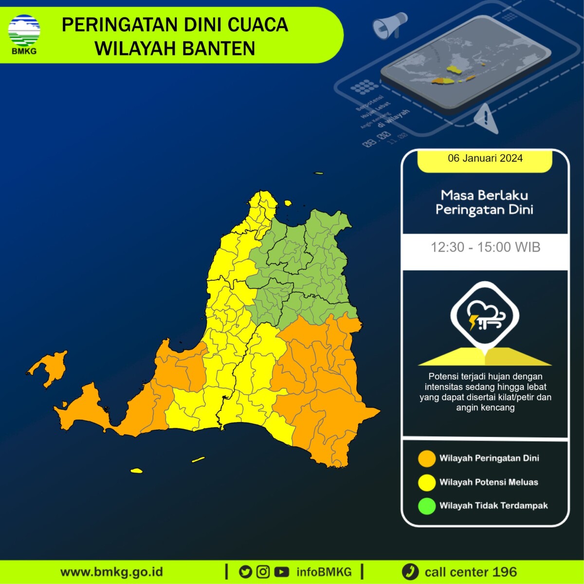 Peringatan Dini Cuaca Wilayah Banten Tgl 06 Januari 2024 Pkl. 12:00 WIB ...